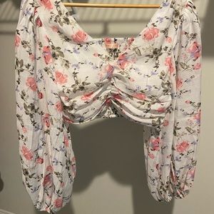 Floral Long Sleeve Crop Top